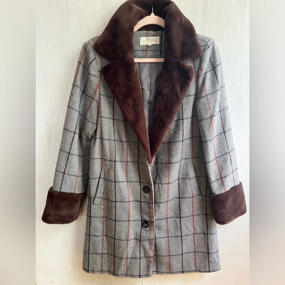 ANTHROPOLOGIE- FRENCHMAUVE Eva Faux Fur Trimmed Coat - Picture 2 of 13